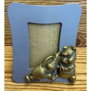 Vintage Disney Winnie The Pooh & Eeyore Gold Tone Metal Purple Frame 3D